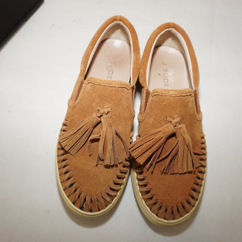 J/Slides Aztec Suede Tassel Platform Loafers Sneakers Caramel Brown 7